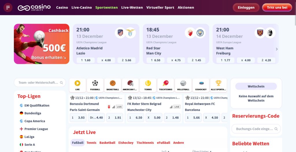 casino infinity sportwetten